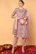 Plus Size Pink Silk Blend Floral Printed Straight Style Suit Set